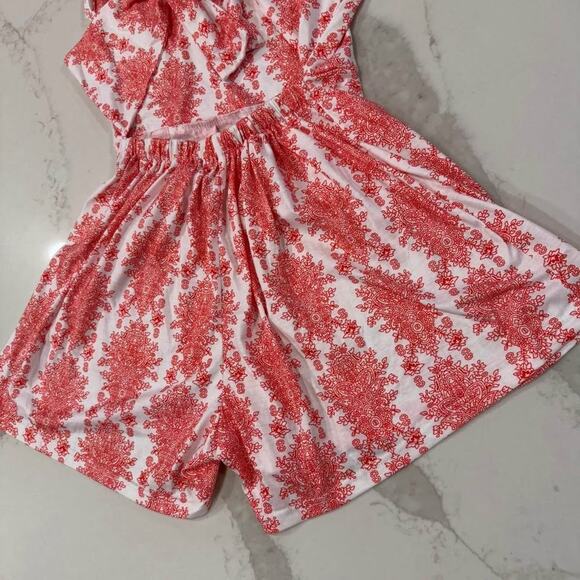 Boho Inspired Tie Back Sleeveless Pink Short Romper Women's XS Summer Vacation - Picture 5 of 8